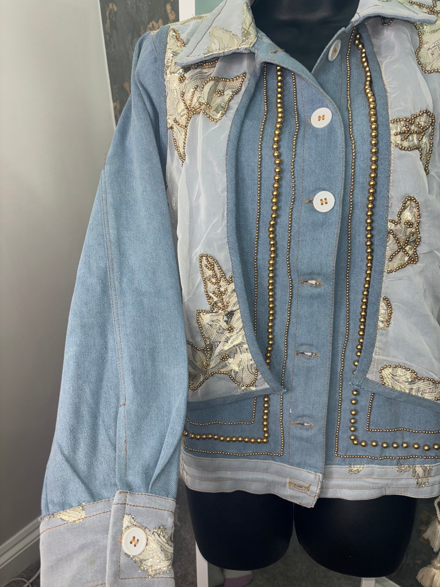 Gold leaf denim jacket